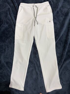 Figs High Waisted Optic White Women's Cargo Scrub Pants